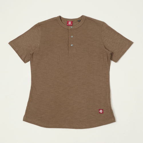 Outclass Slub Knit Henley T-Shirt - Mocha