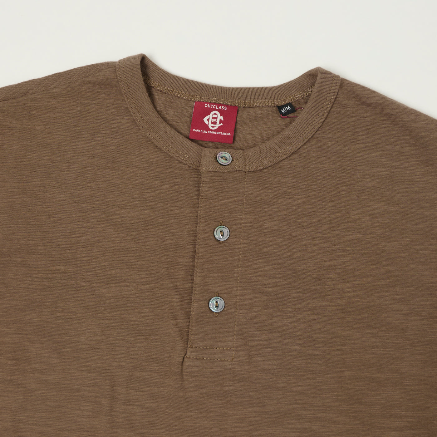 Outclass Slub Knit Henley T-Shirt - Mocha