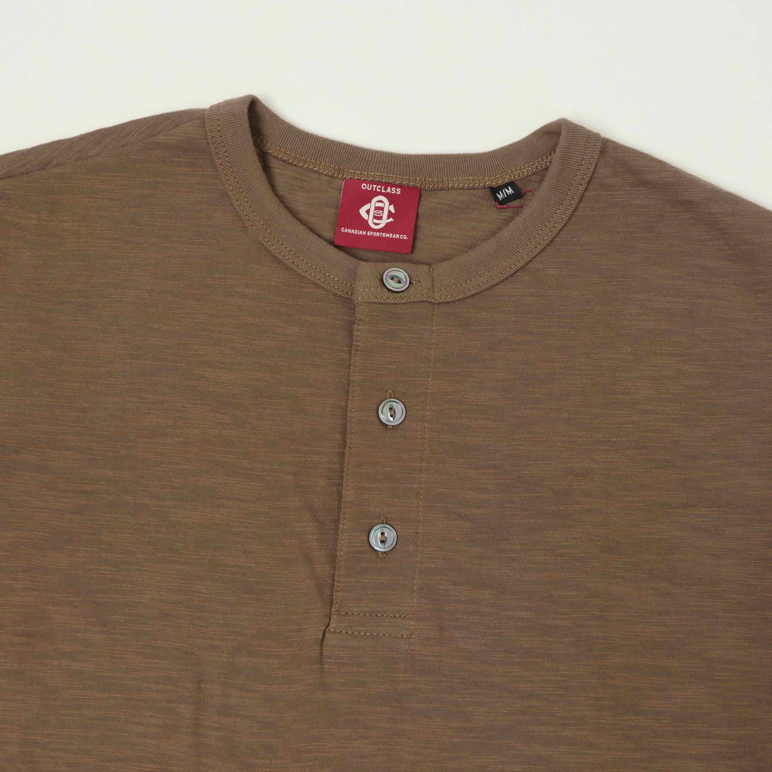 Outclass Slub Knit Henley T-Shirt - Mocha