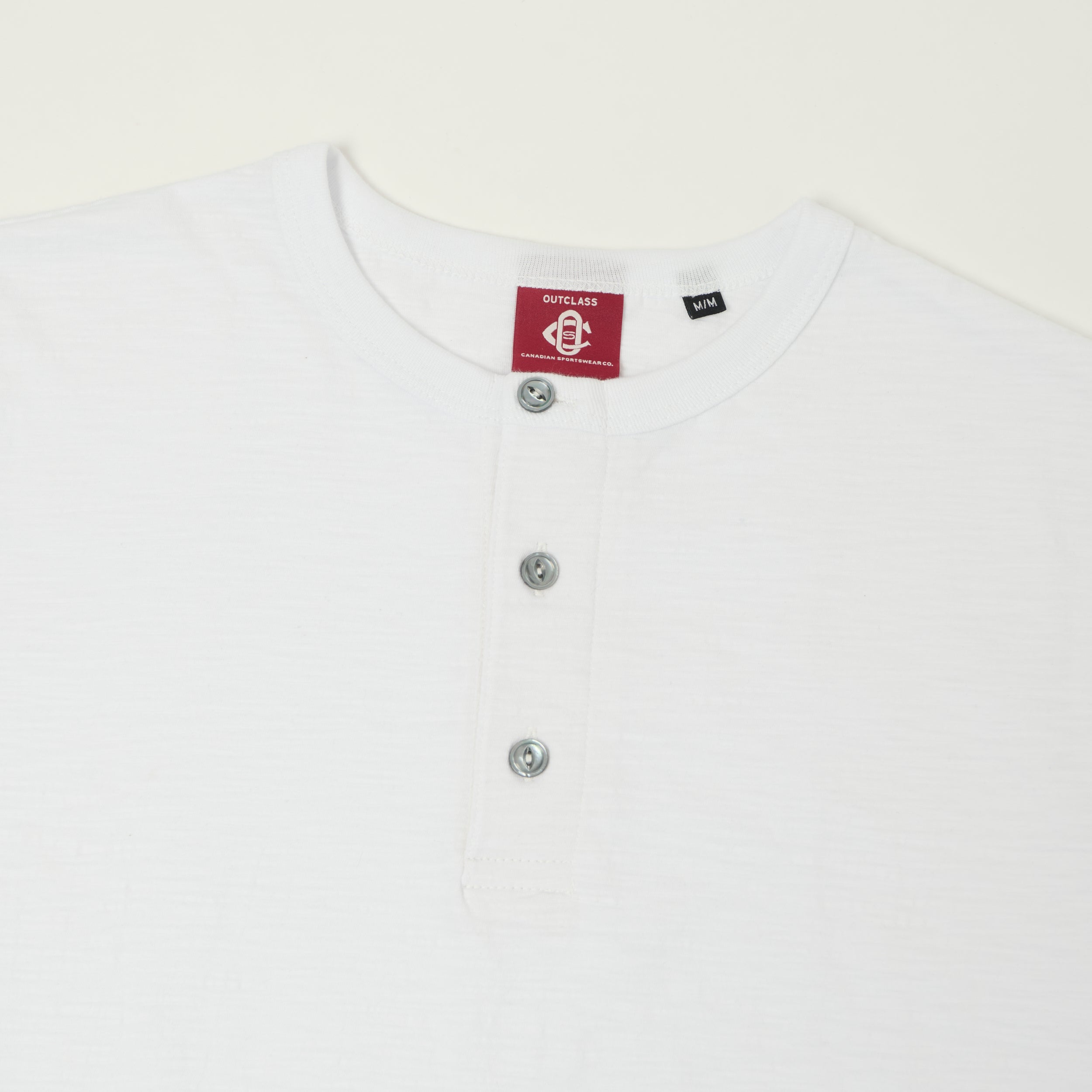Outclass Slub Knit Henley T-Shirt - White