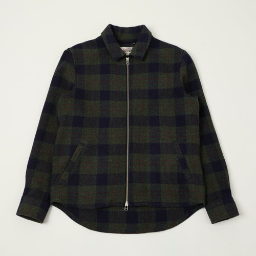 Outclass Zip Through Wool Overshirt - Hunter Plaid
