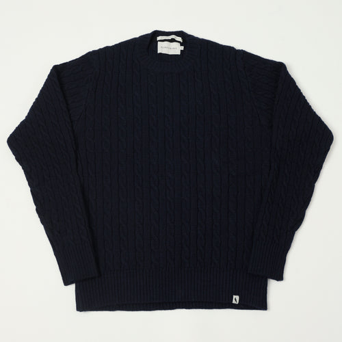 Peregrine Makers Stitch Cable Knit Jumper - Navy