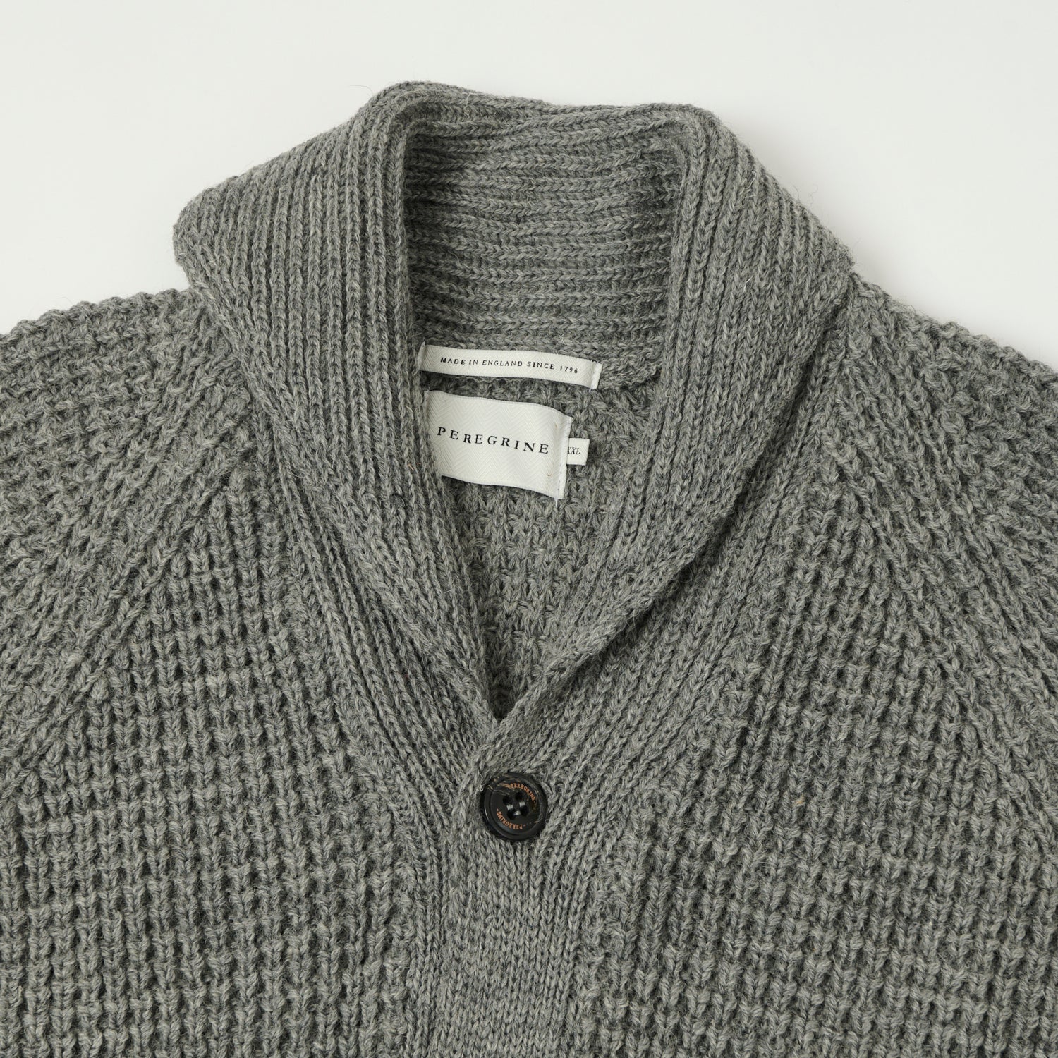 Peregrine Waffle Knit Shawl Collar Cardigan - Steel