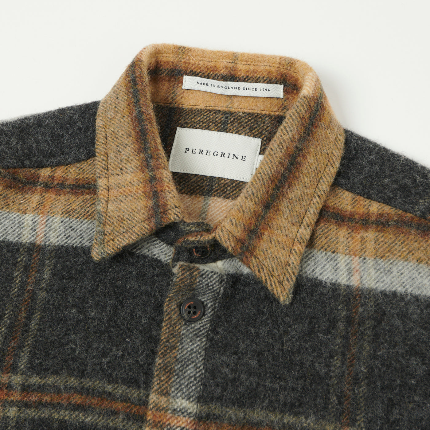Peregrine 'Barney' Wool Overshirt - Brown/Grey