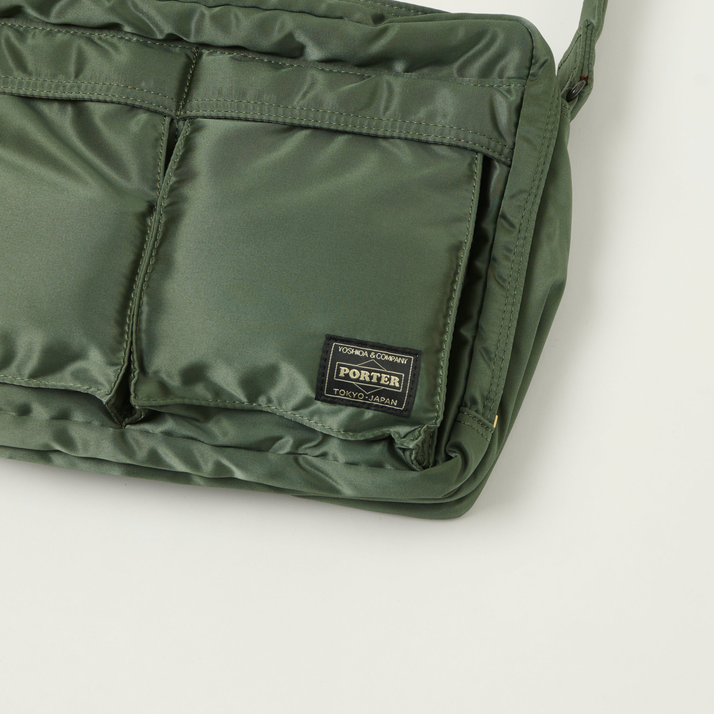 Porter-Yoshida & Co Bio Tanker Medium Zipped Sling Bag - Sage Green