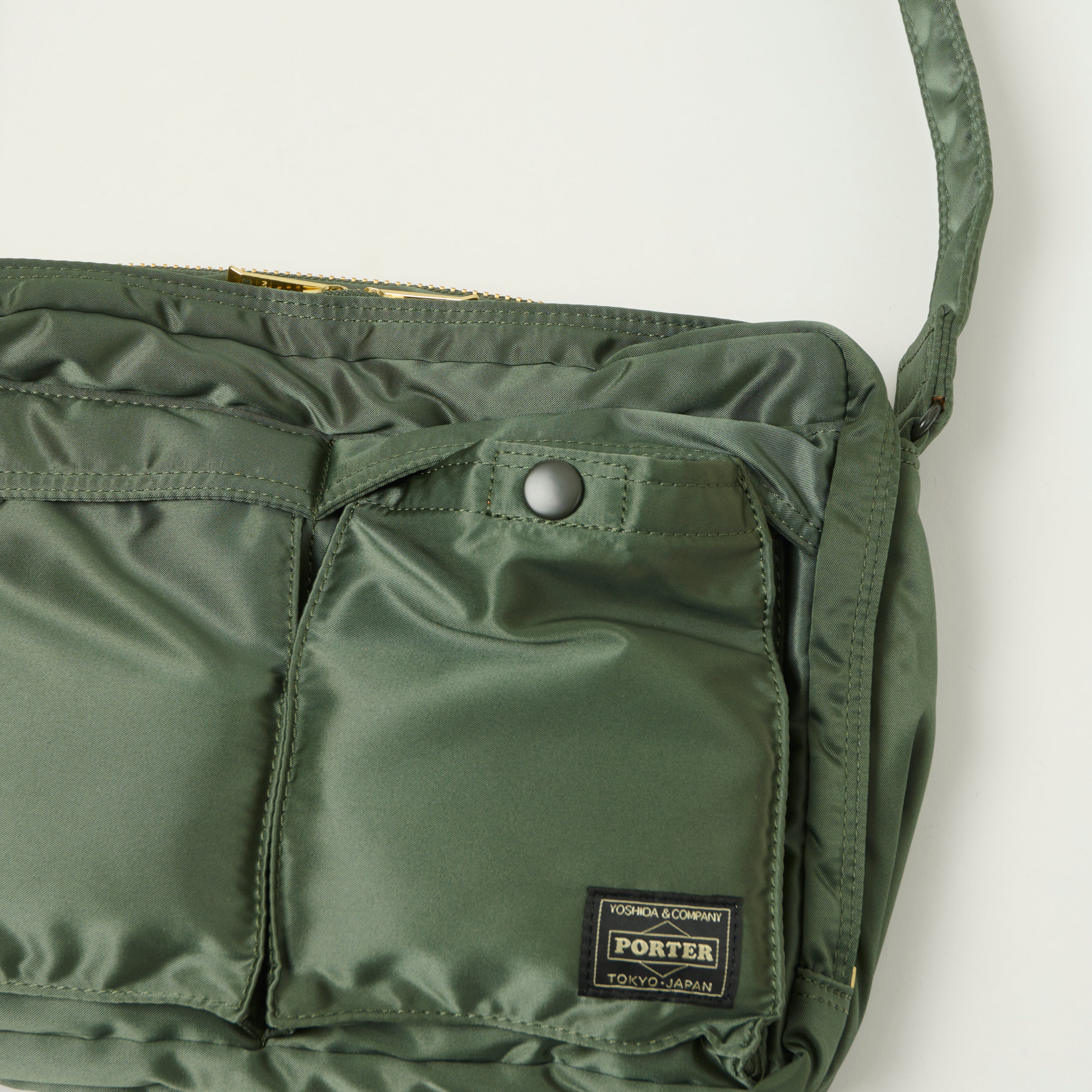 Porter-Yoshida & Co Bio Tanker Medium Zipped Sling Bag - Sage Green