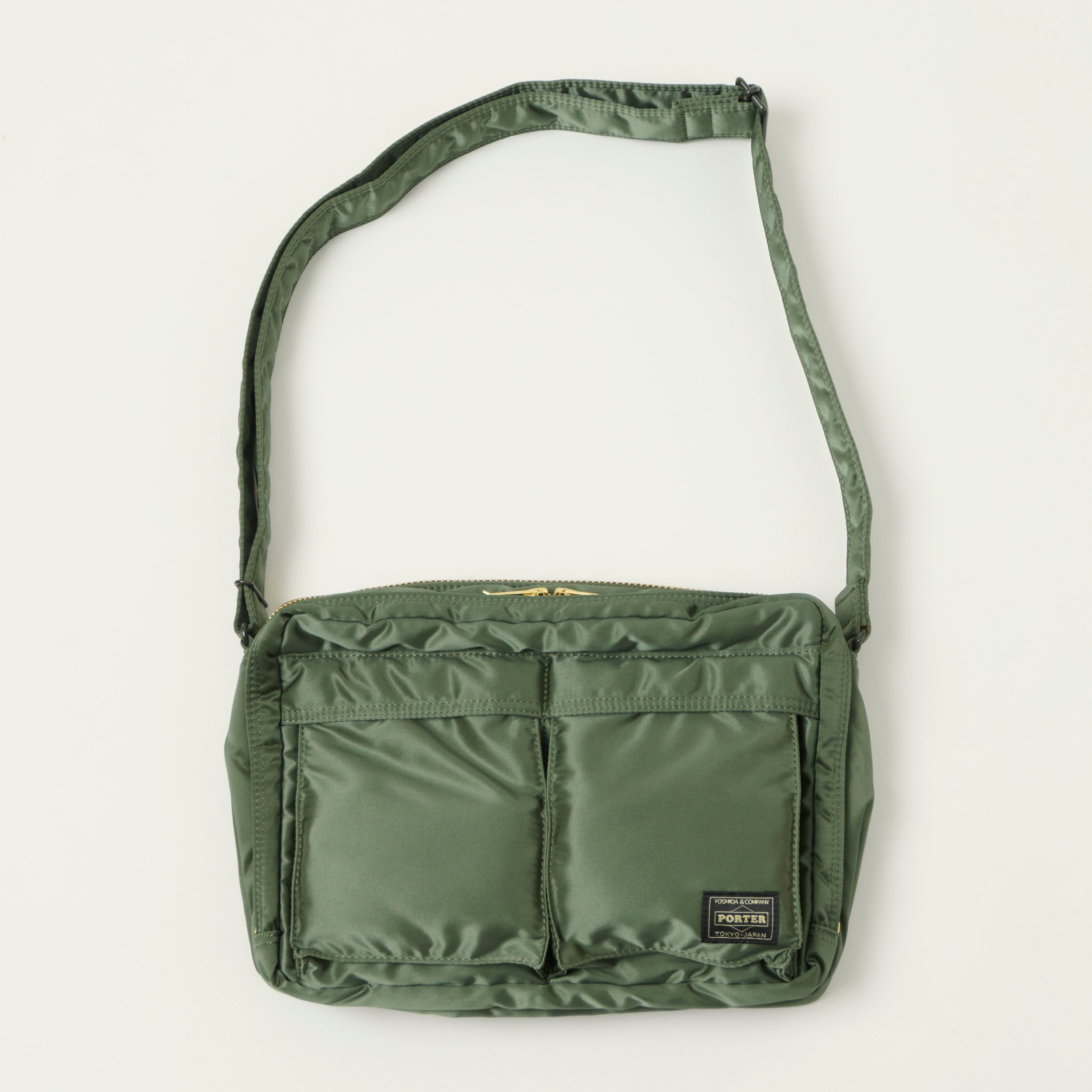 Porter-Yoshida & Co Bio Tanker Medium Zipped Sling Bag - Sage Green
