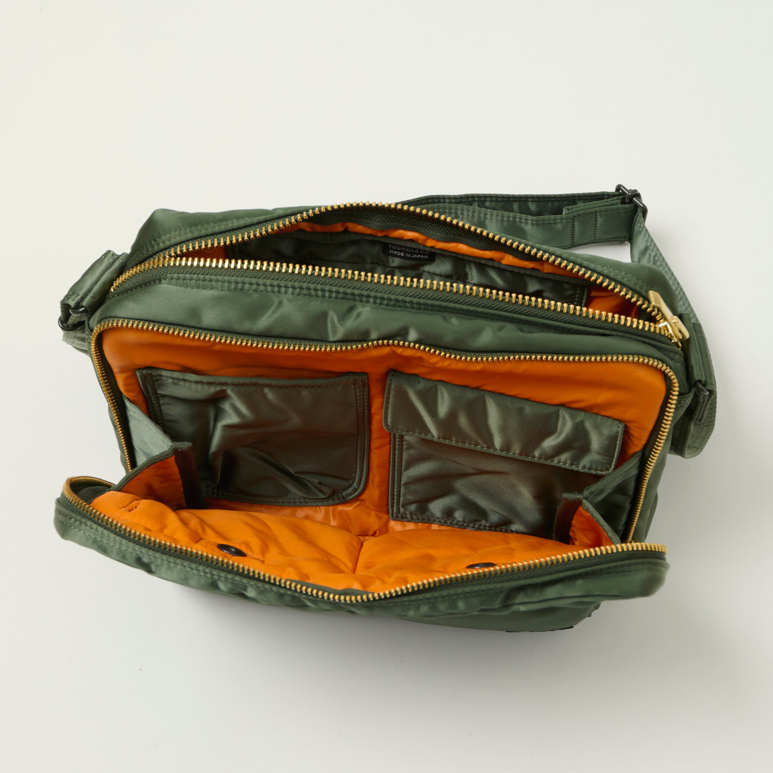 Porter-Yoshida & Co Bio Tanker Medium Zipped Sling Bag - Sage Green