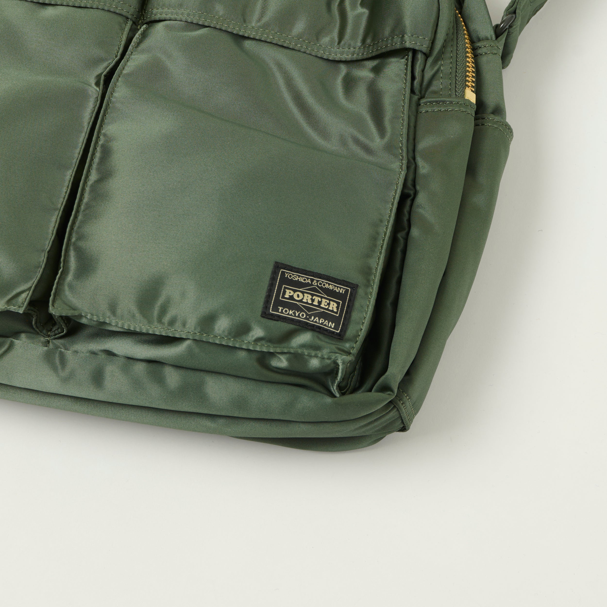 Porter-Yoshida & Co Bio Tanker Large Zipped Sling Bag - Sage Green