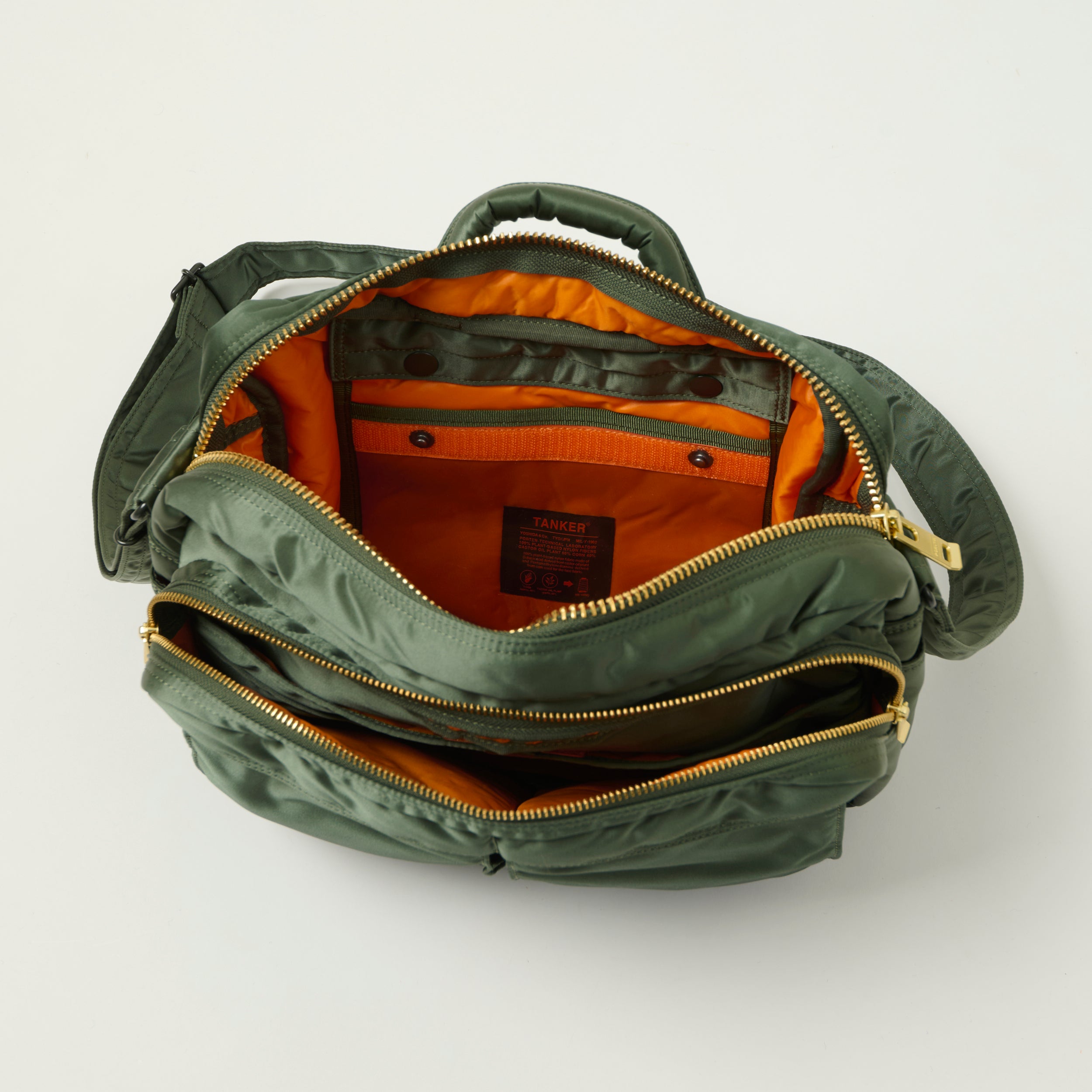 Porter-Yoshida & Co Bio Tanker Large Zipped Sling Bag - Sage Green