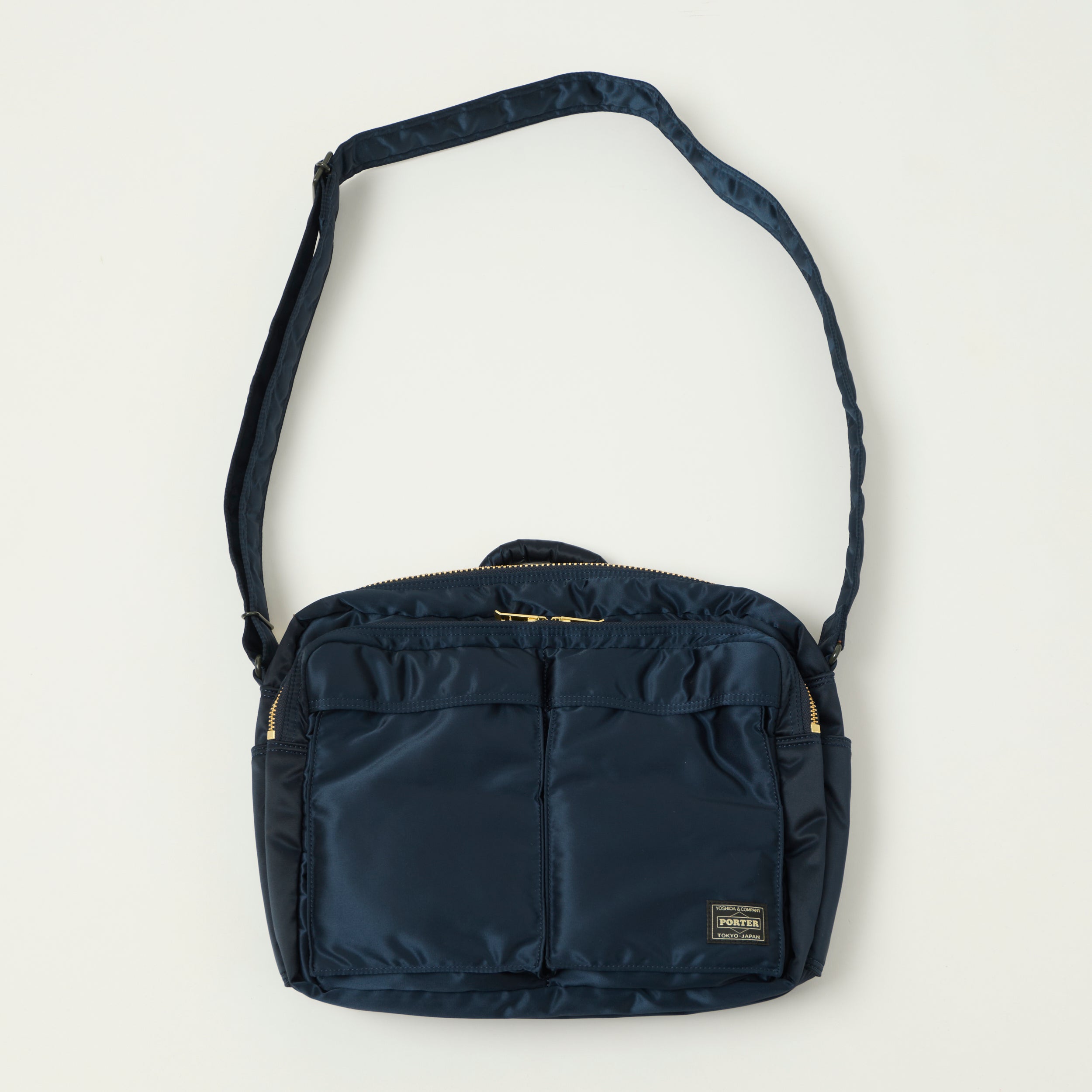 Porter-Yoshida & Co Bio Tanker Large Zipped Sling Bag - Iron Blue