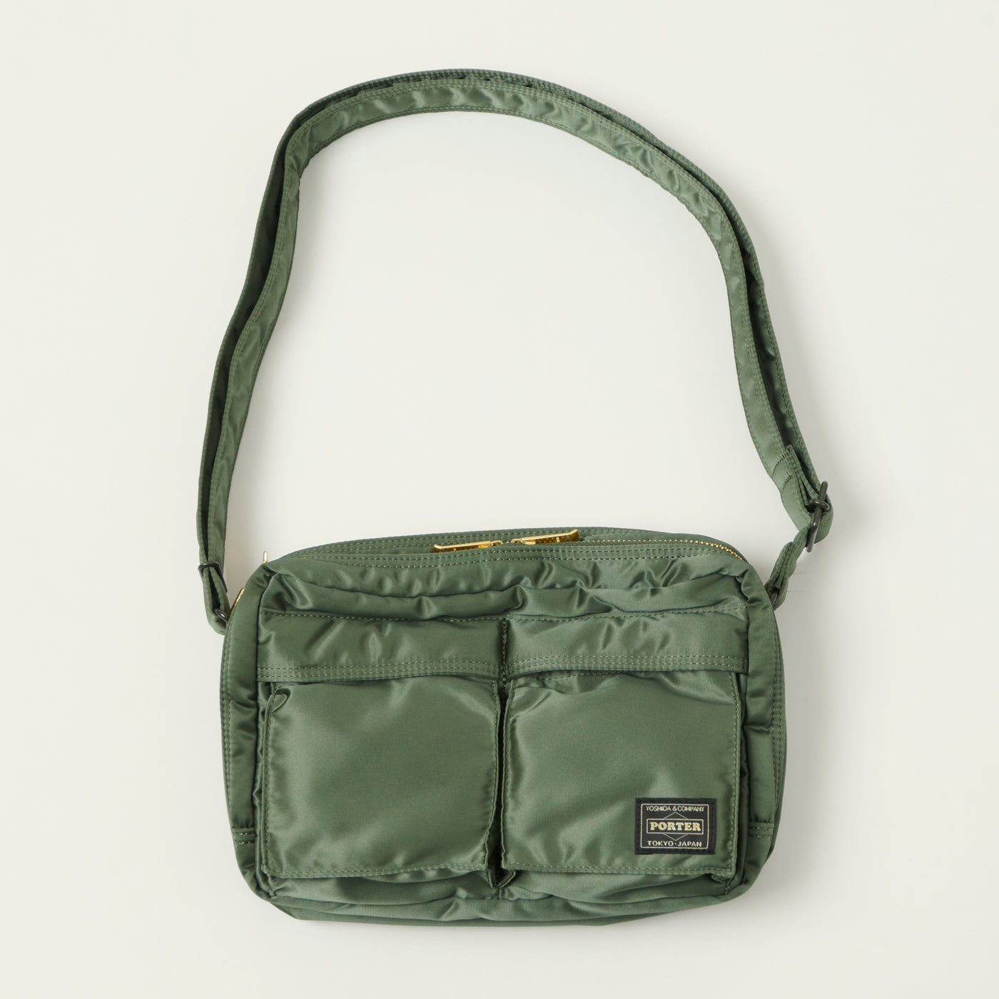 Porter-Yoshida & Co Bio Tanker Zipped Sling Bag - Sage Green