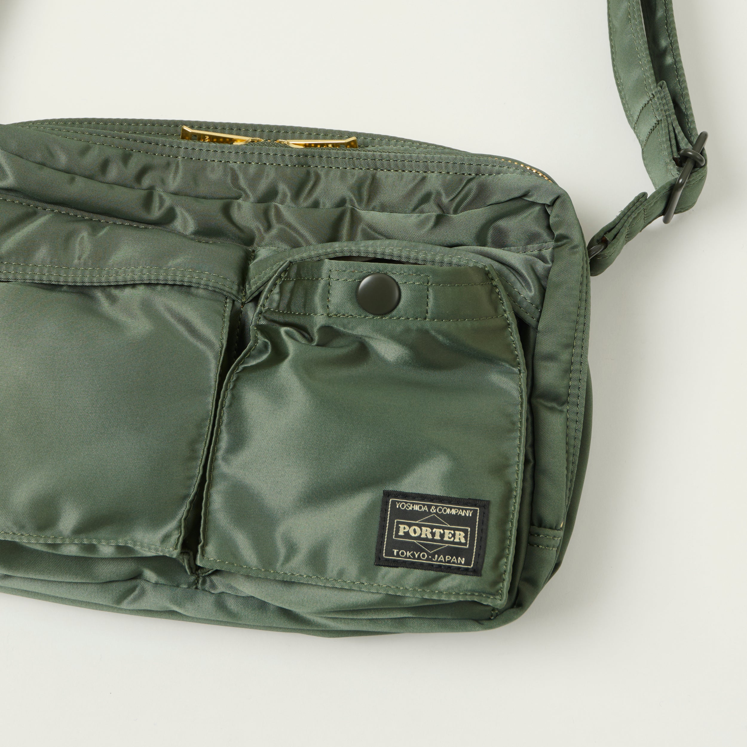 Porter-Yoshida & Co Bio Tanker Zipped Sling Bag - Sage Green