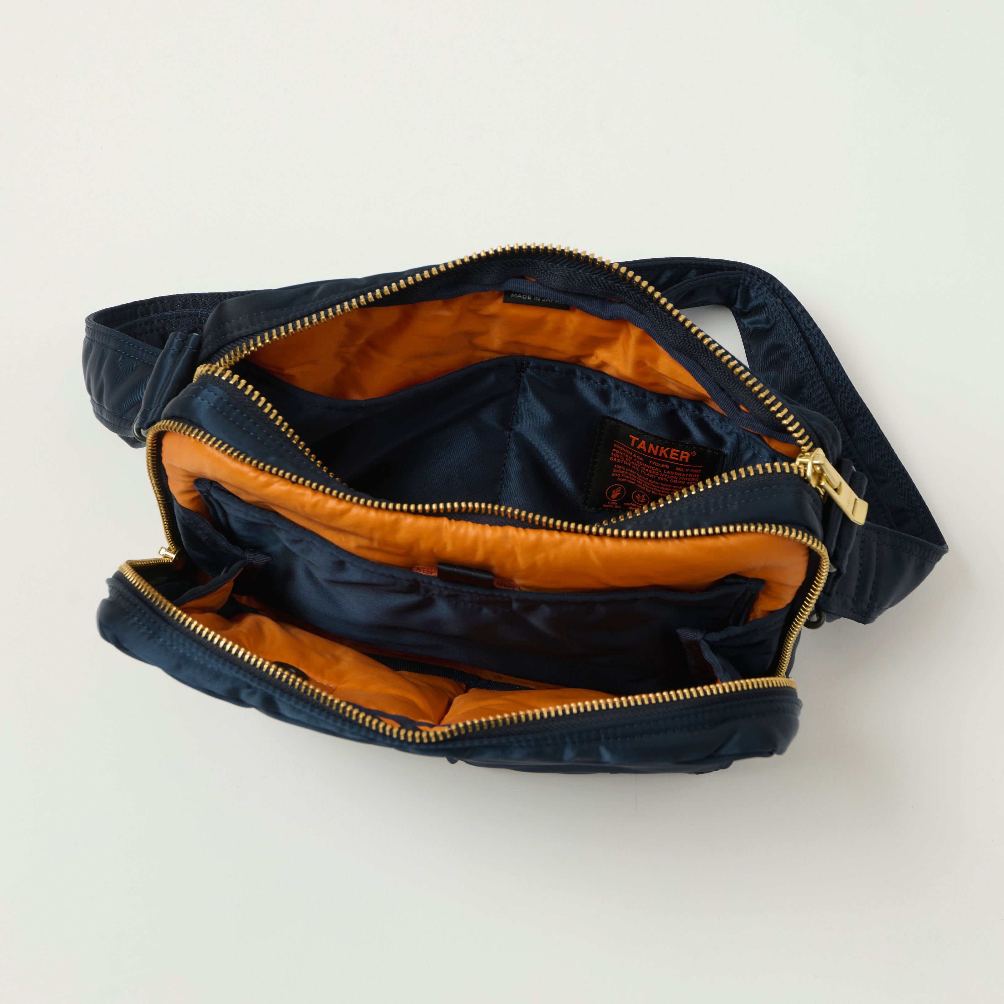Porter-Yoshida & Co. Bio-Nylon Tanker Zipped Sling Bag  - Navy