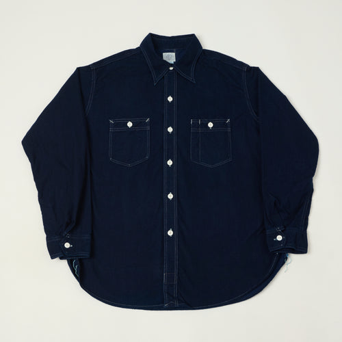 Post Overalls 'St Louis' Light Moleskin Work Shirt - Indigo
