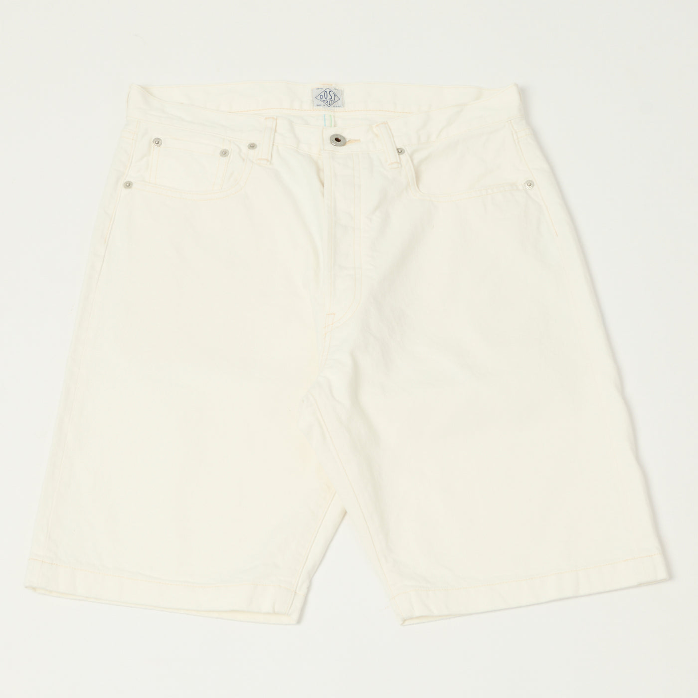 Post Overalls No.2 Five Pocket Denim Shorts - White