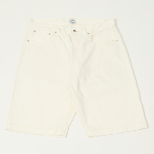 Post Overalls No.2 Five Pocket Denim Shorts - White