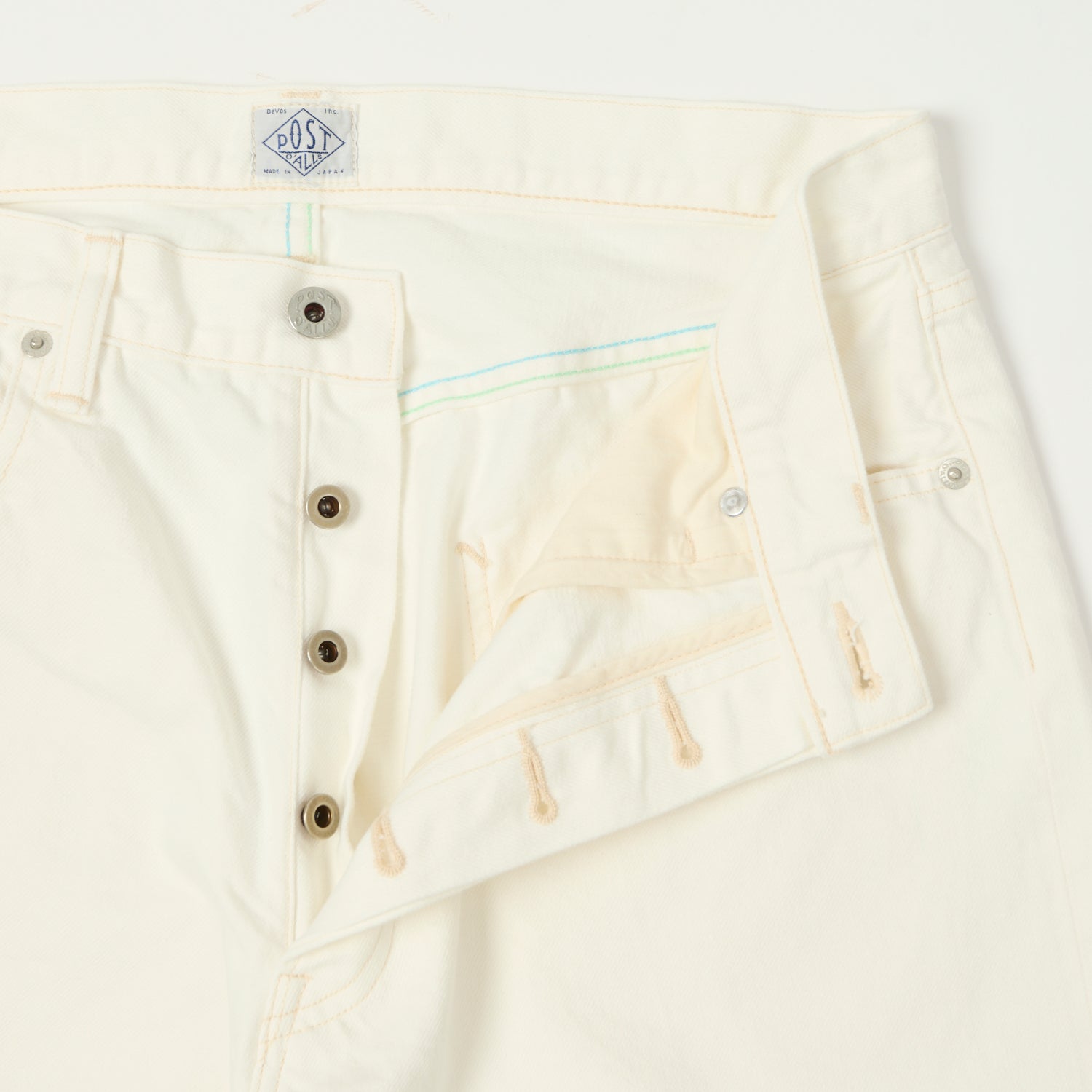Post Overalls No.2 Five Pocket Denim Shorts - White