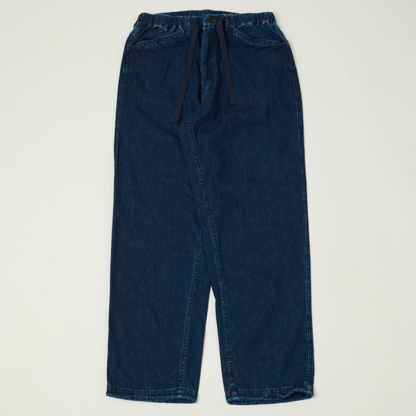 Post Overalls 'E-Z Chinois De Luxe' 8oz Denim Trousers - Deep Wash