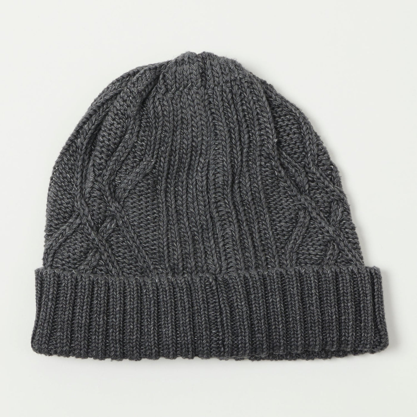 RoToTo Cotton Aran Watch Cap - Black Denim