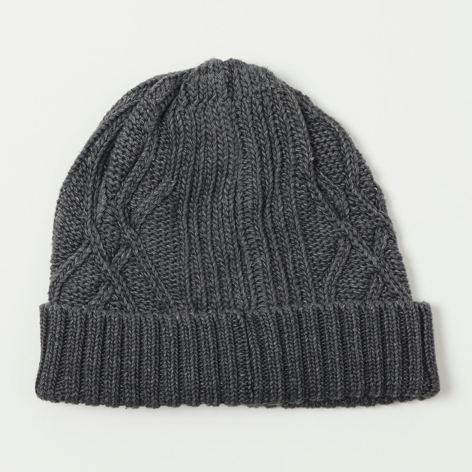 RoToTo Cotton Aran Watch Cap - Black Denim