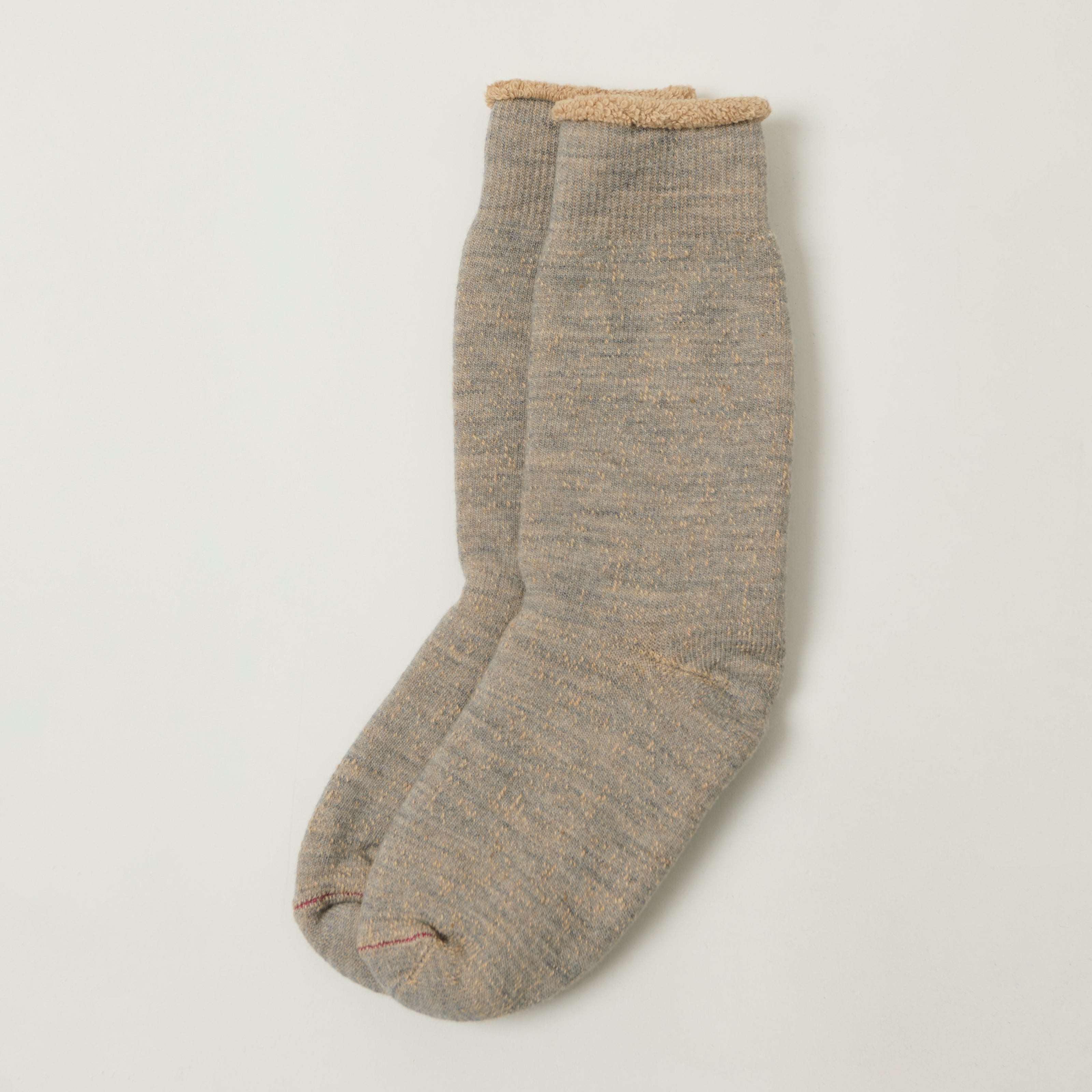 Rototo Double Face Crew Socks - Grey/Brown