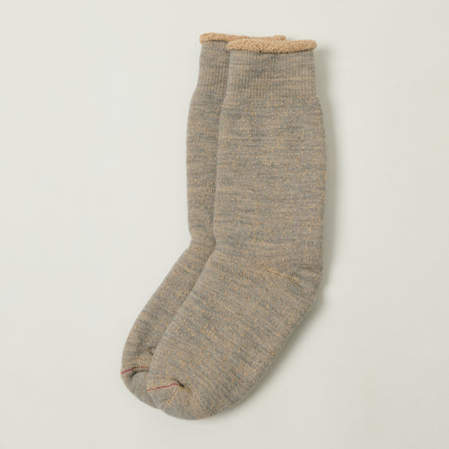 Rototo Double Face Crew Socks - Grey/Brown