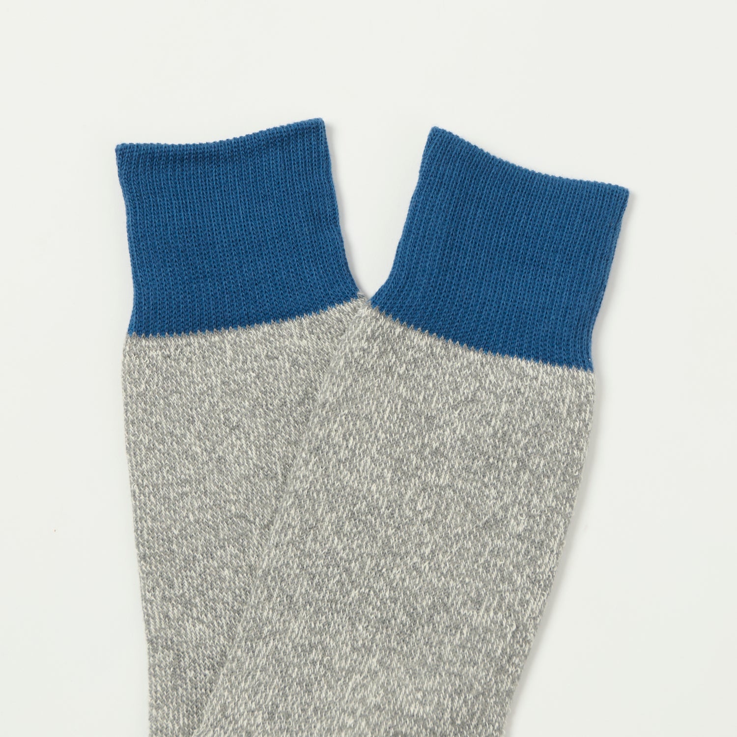 RoToTo Silk & Cotton Double Face Crew Sock - Blue/Grey