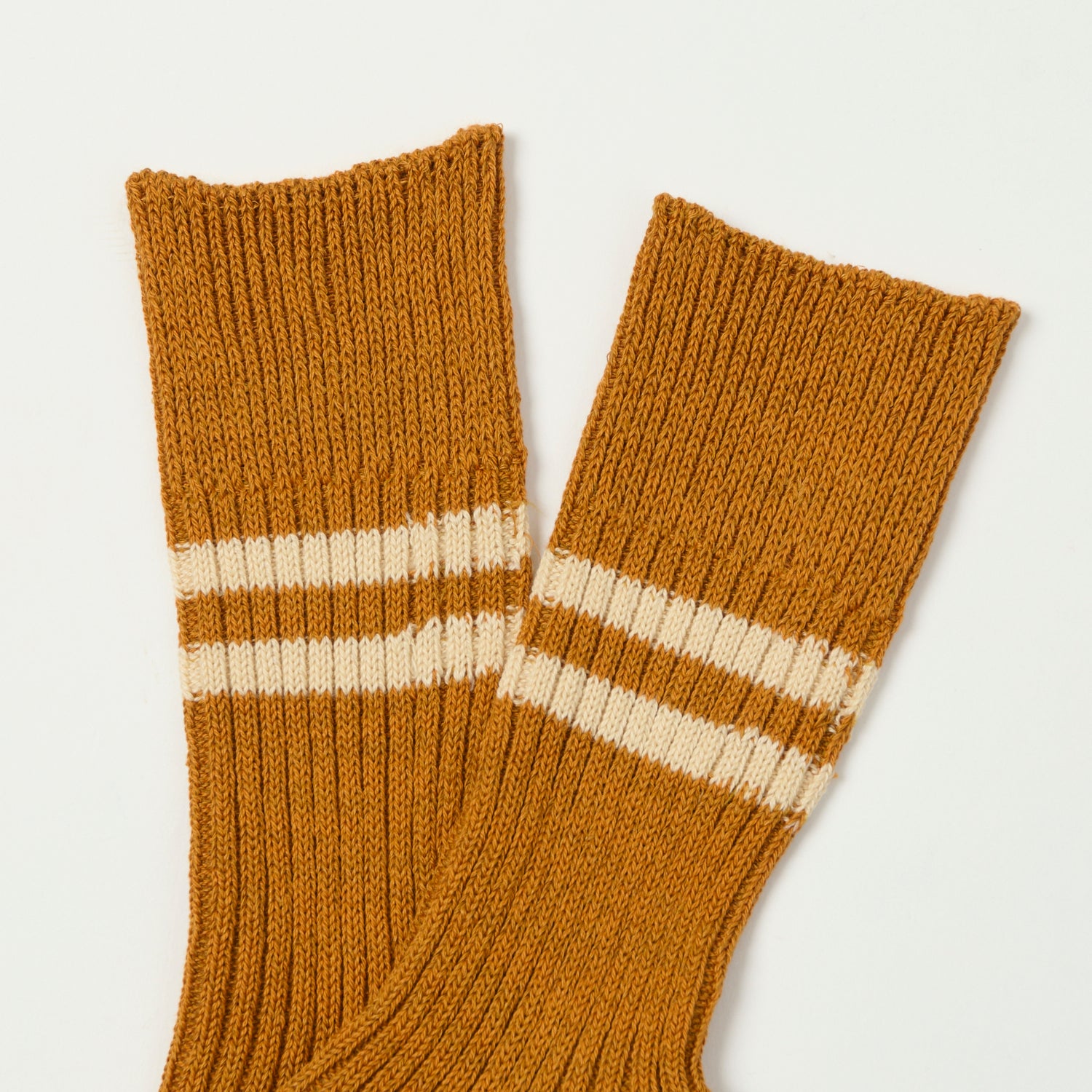 RoToTo Hemp & Organic Cotton Stripe Sock - Sunset Gold/Whitesand