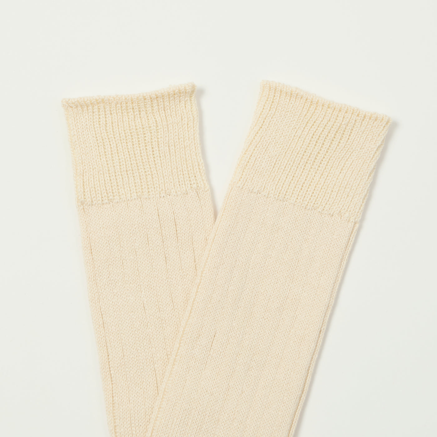 RoToTo Linen Cotton Ribbed Crew Sock - Ecru