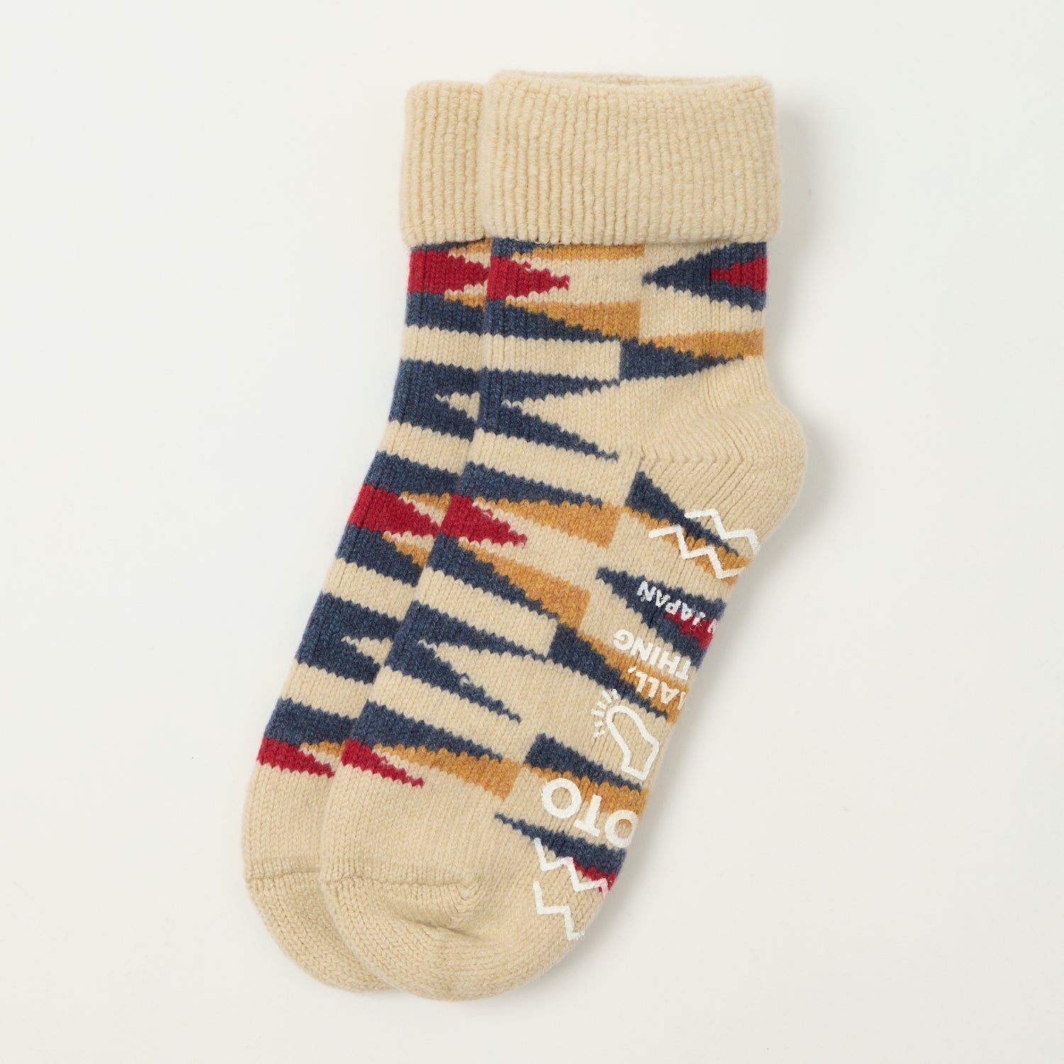 RoToTo Merino Lambs Wool 'Native' Room Sock - Ivory