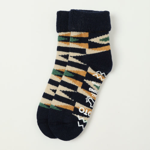 RoToTo Merino Lambs Wool 'Native' Room Sock - Navy