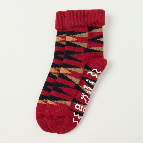 RoToTo Merino Lambs Wool 'Native' Room Sock - Red