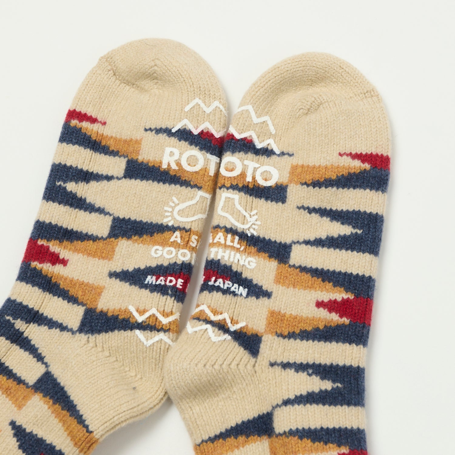 RoToTo Merino Lambs Wool 'Native' Room Sock - Ivory