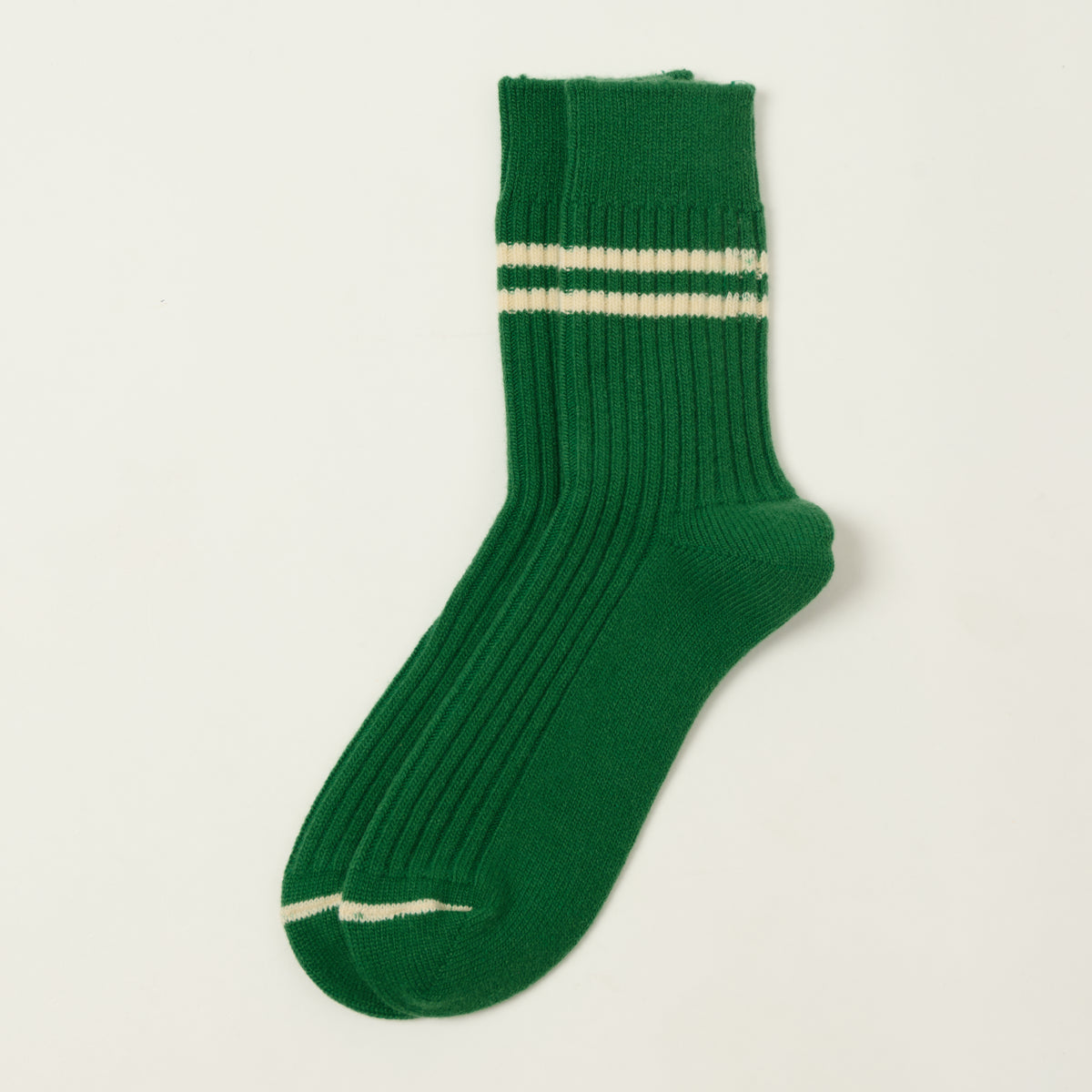 RoToTo Merino Lambs Wool Stripe Sock - Green