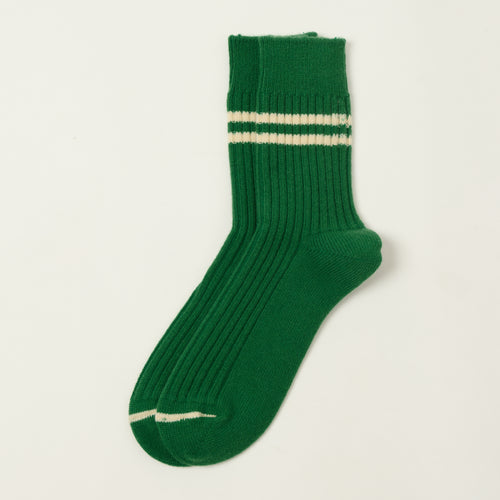 RoToTo Merino Lambs Wool Stripe Sock - Green