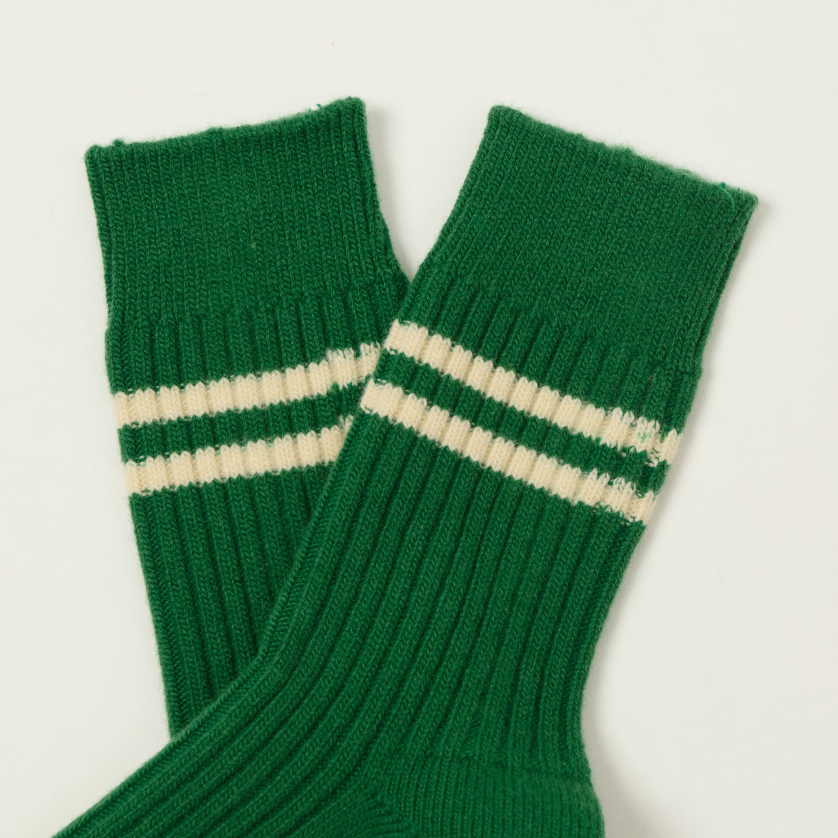 RoToTo Merino Lambs Wool Stripe Sock - Green