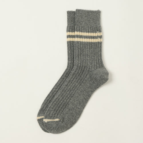 RoToTo Merino Lambs Wool Stripe Sock - Grey