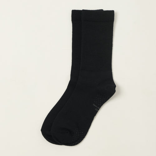 Rototo Merino Relaxed Rib Crew Socks - Black