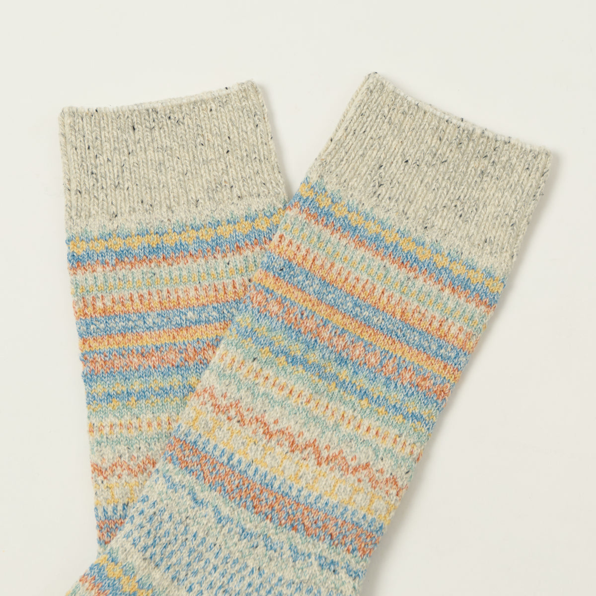 Rototo Nordic Pattern Socks - Light Grey
