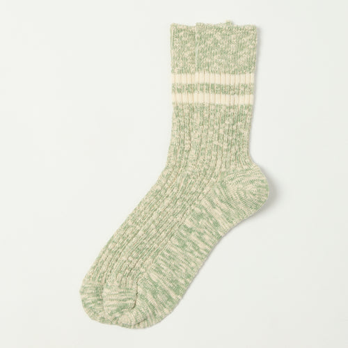 RoToTo Organic Cotton Slub Stripe Sock - Light Green