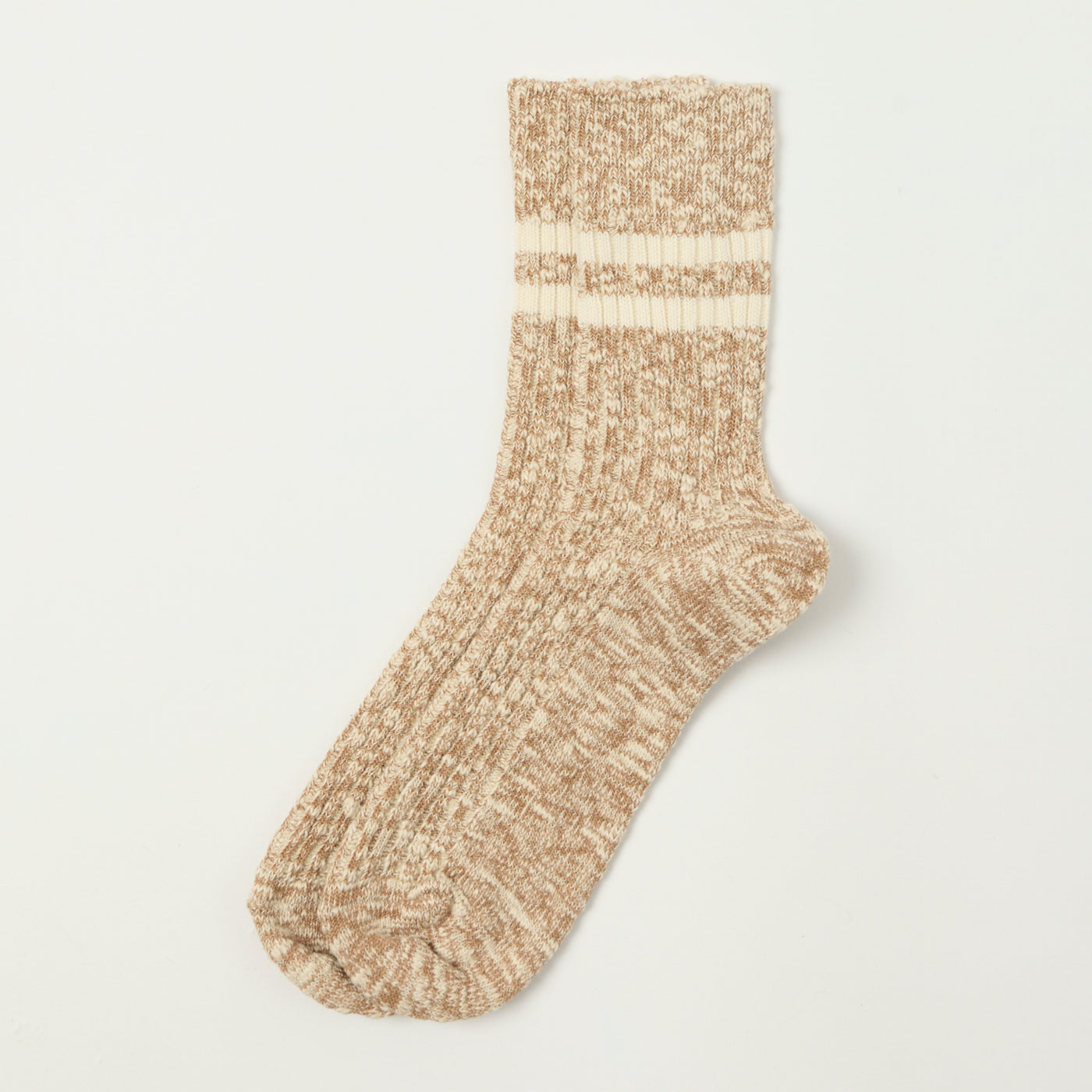 RoToTo Organic Cotton Slub Stripe Sock - Coffee
