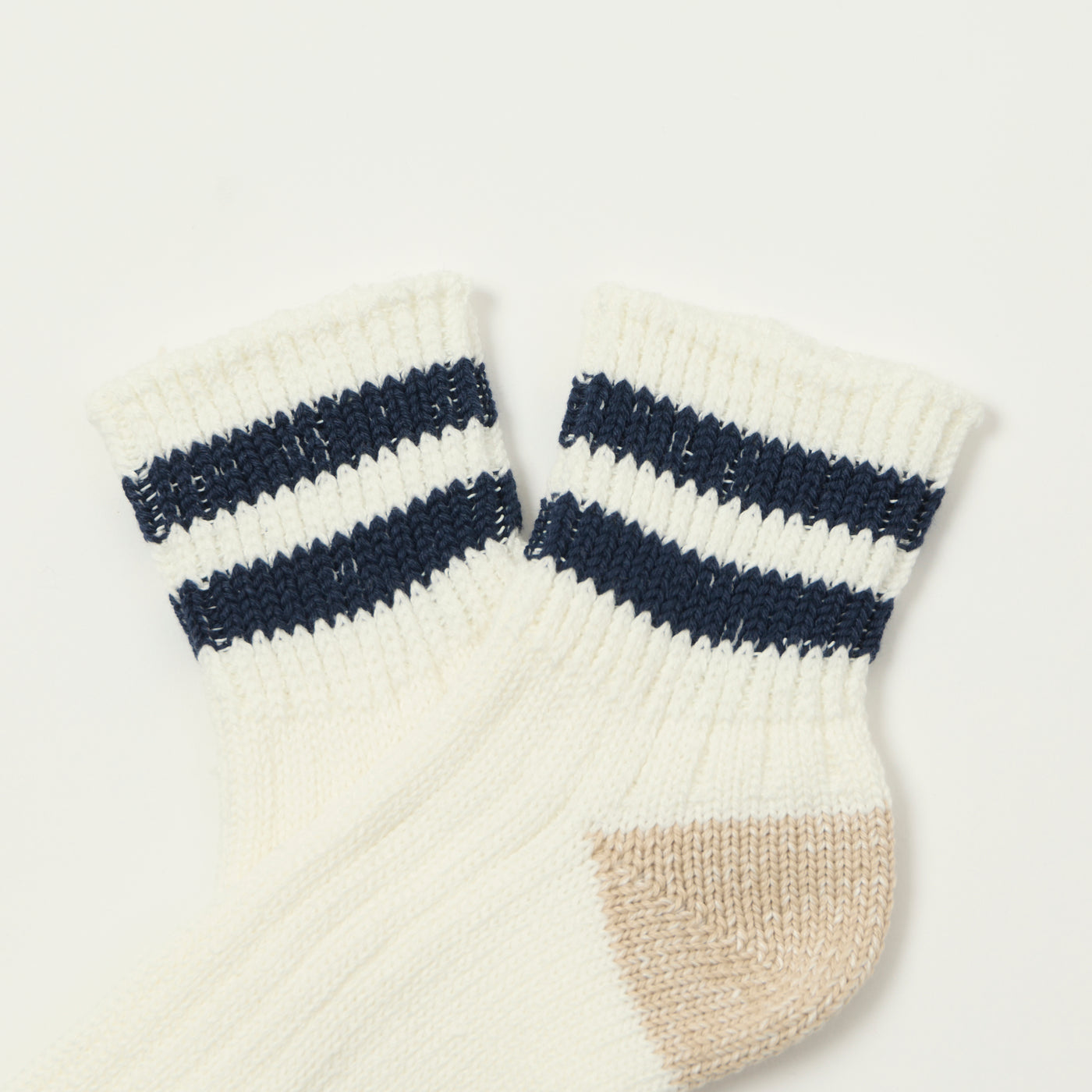RoToTo Old School Ribbed Ankle Sock - White/Navy