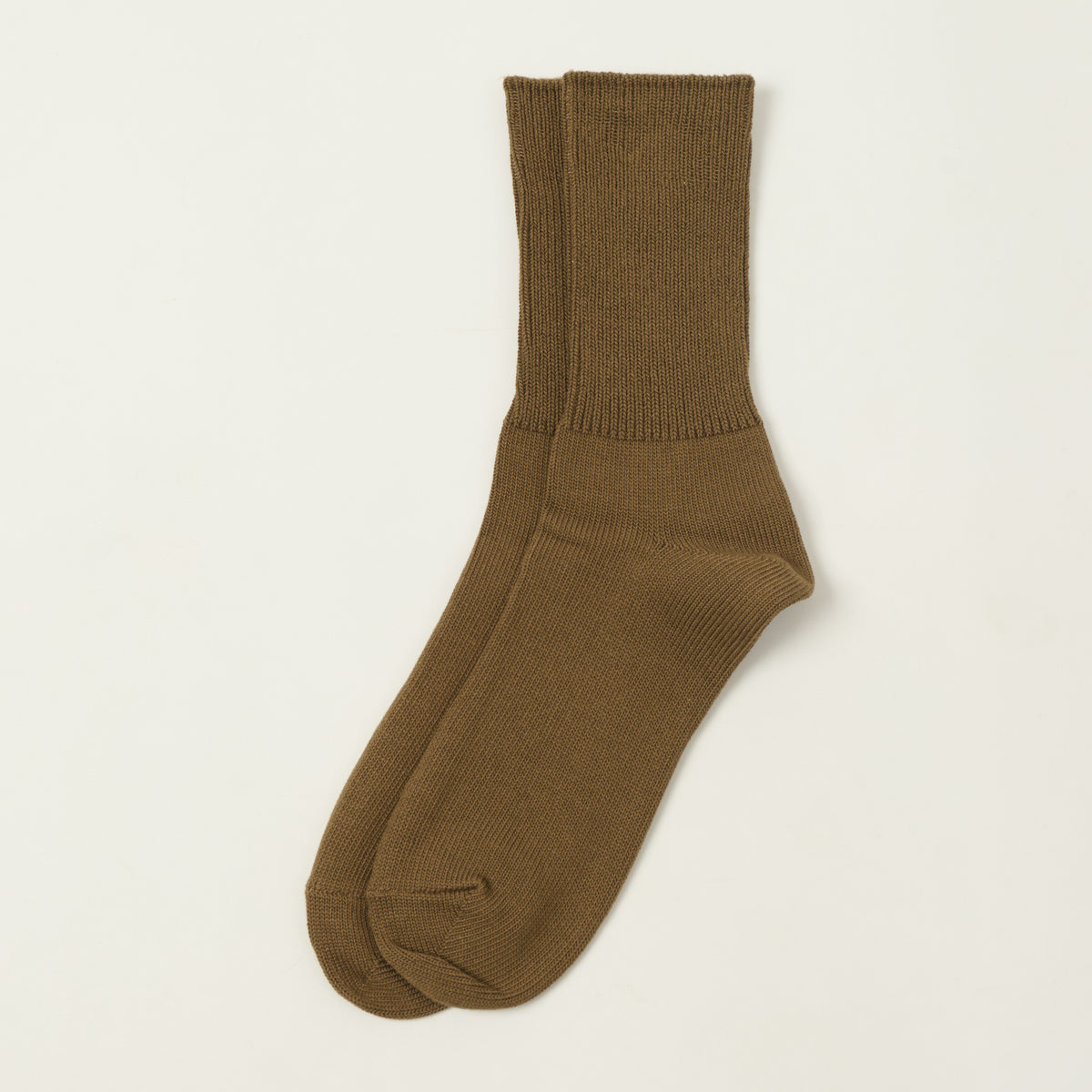RoToTo Organic Daily 3 Pack Ribbed Crew Sock - Khaki Tones