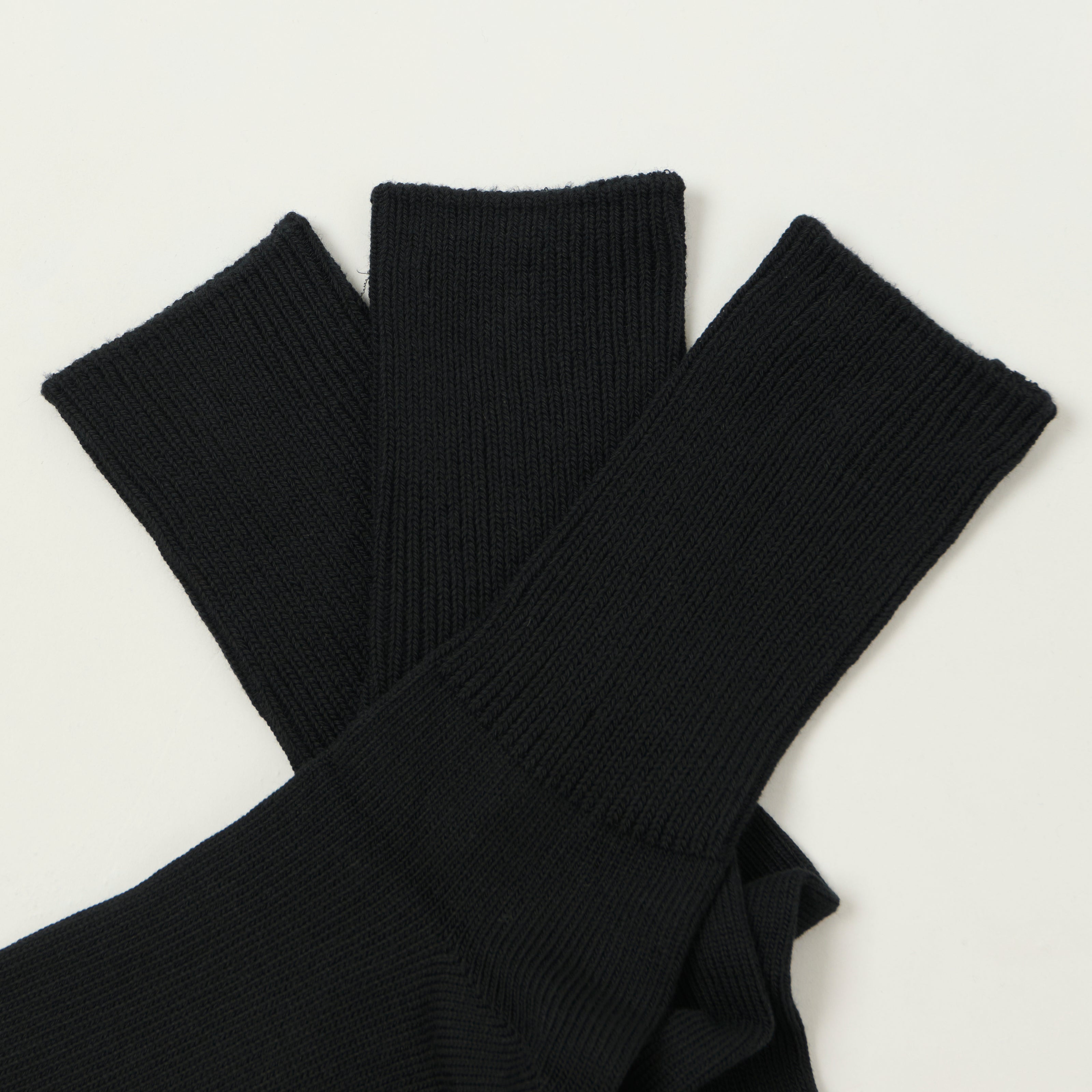 Rototo Organic Daily 3 Pack Ribbed Crew Sock - Black