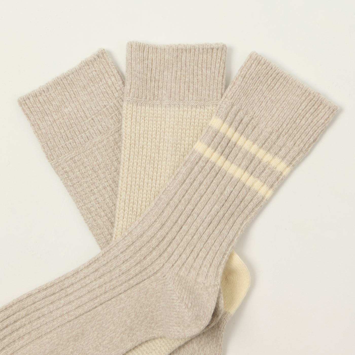Rototo Recycled Cotton/Wool Daily 3 Pack Socks - Neutrals
