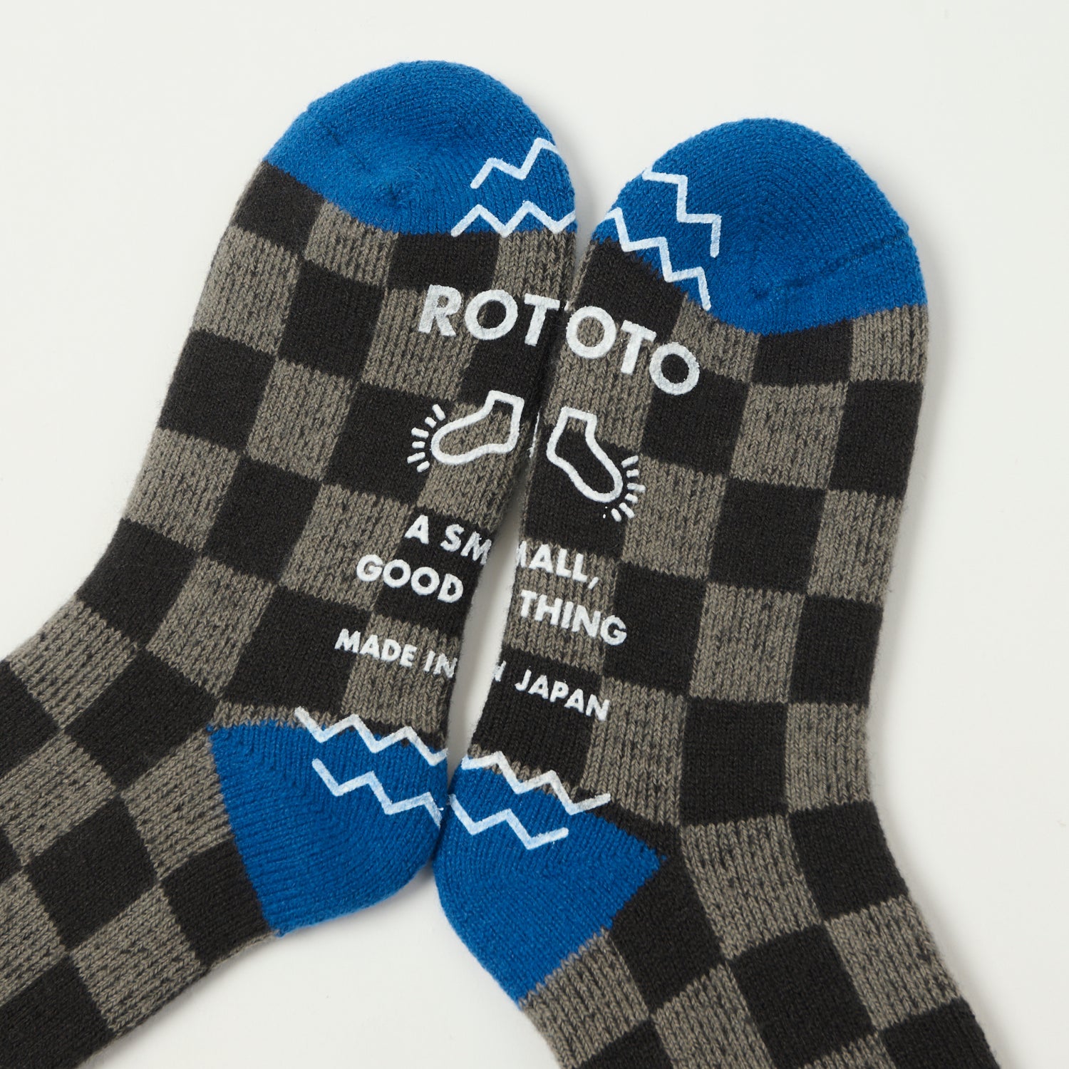 RoToTo Checkerboard Pile Room Sock - Dark Green/Blue