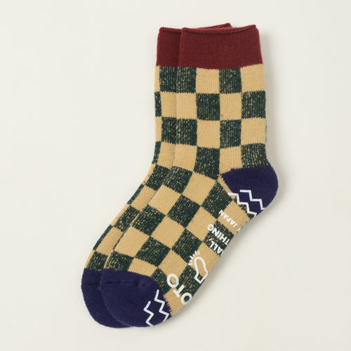 RoToTo Checkerboard Pile Room Sock - Maroon/Navy Blue