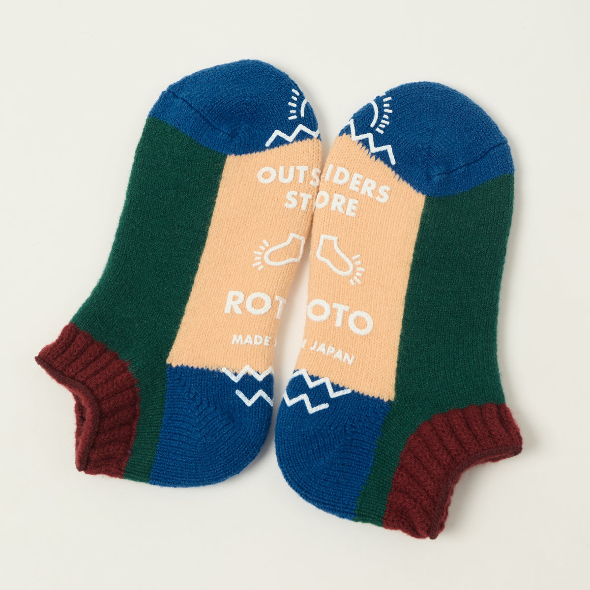 RoToTo Pile Sock Slipper - Maroon/Dark Green