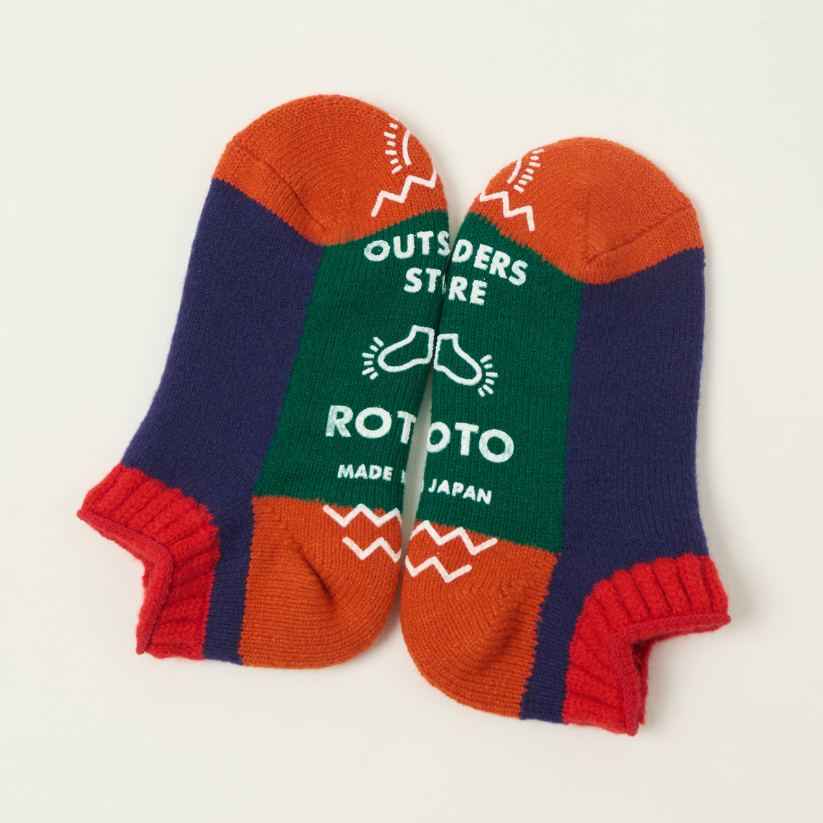 RoToTo Pile Sock Slipper - Red/Navy Blue